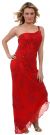 One Shoulder Prom Dress with Beaded Miniature Flowers in Red
